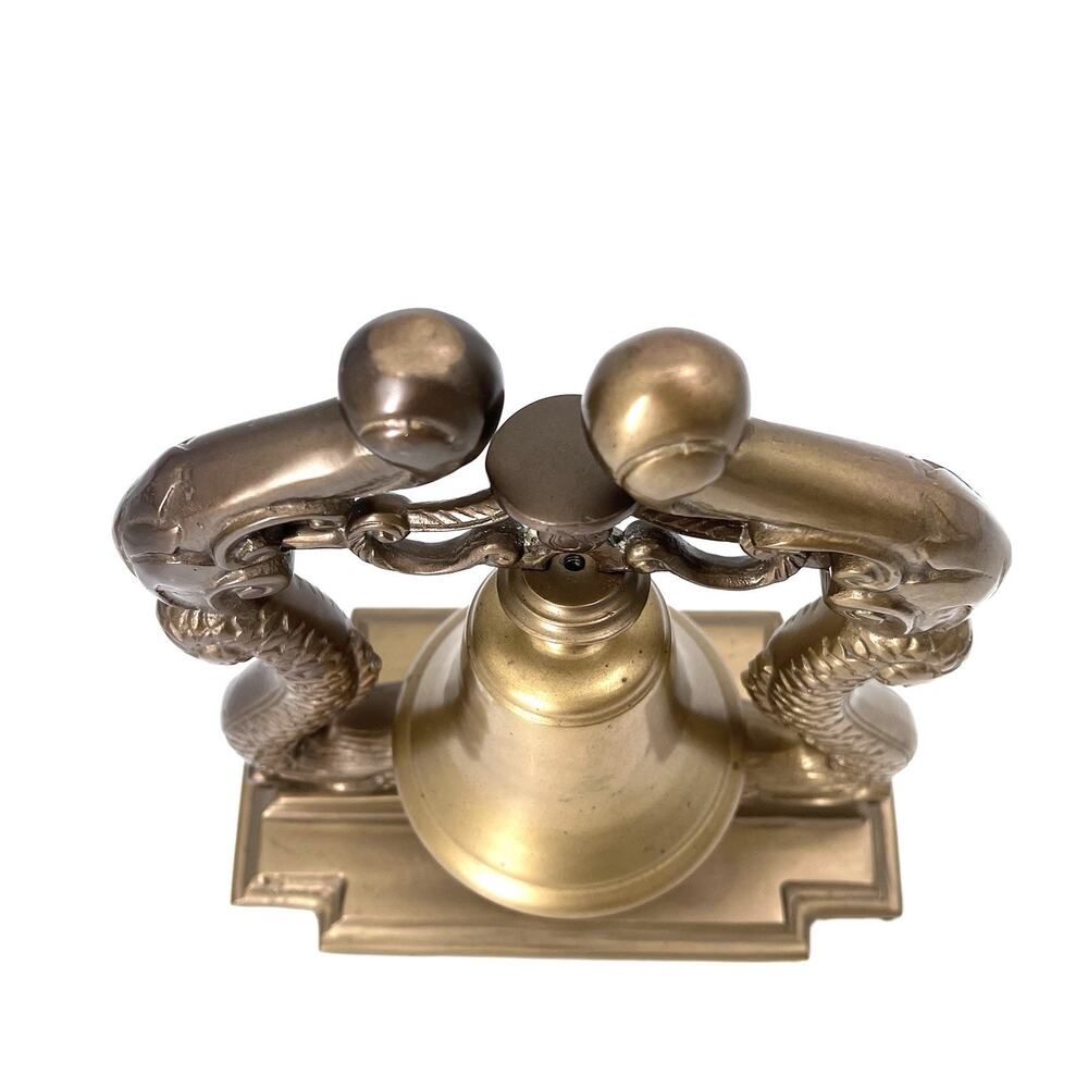 Vintage Large Ornate Brass Dolphin Koi Fish Ship Bell Nautical Decor - Picture 5 of 11